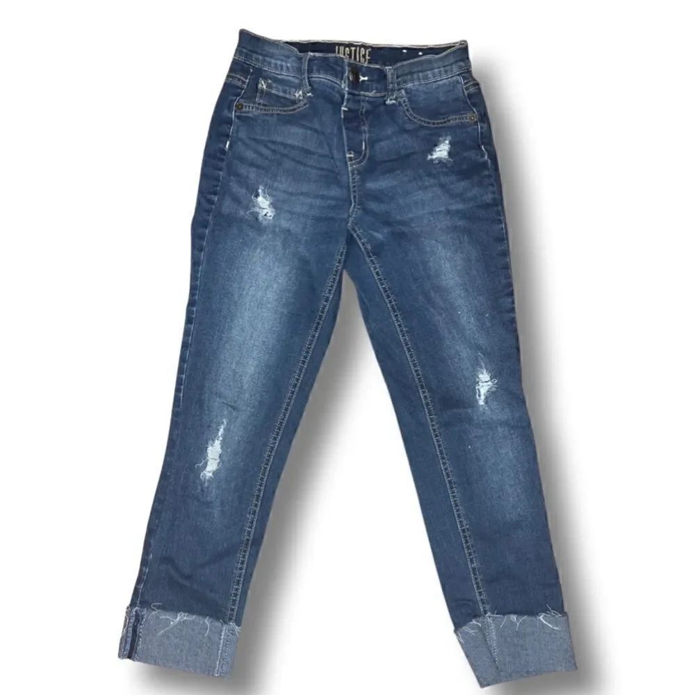 Justice Demin Cropped Cuffed Jeans Girls Size 12